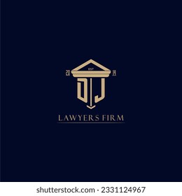 DJ initial monogram lawfirm logo with pillar design