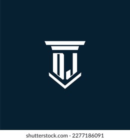 DJ initial monogram logo lawfirm with pillar design