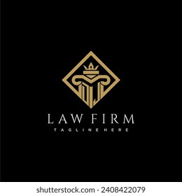 DJ initial monogram logo for lawfirm with pillar in creative square design