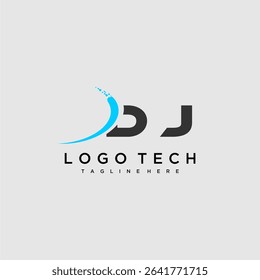 DJ initial monogram for technology logo design