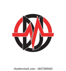 Logo de las iniciales del DJ con círculo en rojo y negro