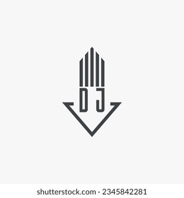 Indicaciones del logotipo de bienes raíces del DJ. vector de logotipo