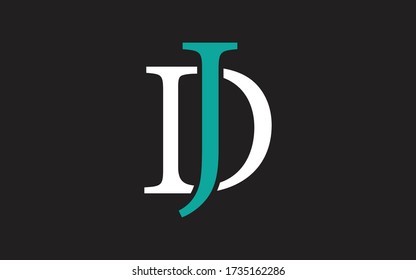 DJ or JD Letter Initial Logo Design, Vector Template