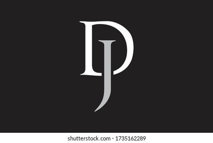 DJ or JD Letter Initial Logo Design, Vector Template