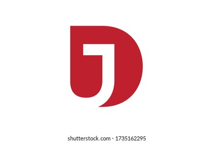 DJ or JD Letter Initial Logo Design, Vector Template