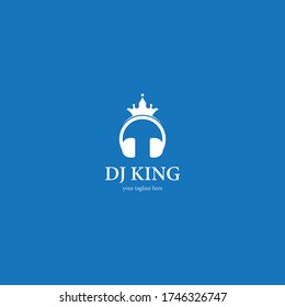 DJ king logo template vector icon design