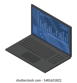 Dj laptop icon. Isometric of dj laptop vector icon for web design isolated on white background