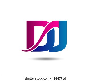 DJ letter icon logo connected
