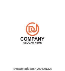 Señal de iluminación de la plantilla de diseño del logotipo inicial de la carta DJ
