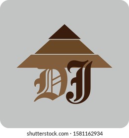 DJ letter logo design vector on cool background.