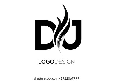 DJ Letter Monogram Logo with Artistic Brush Stroke for Modern Brand Identity