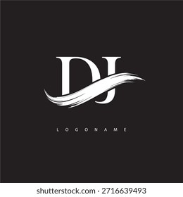 Logotipo del monograma de la letra del DJ con la carrera del cepillo para la identidad moderna de la marca