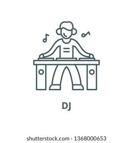 Dj line icon, vector. Dj outline sign, concept symbol, flat illustration