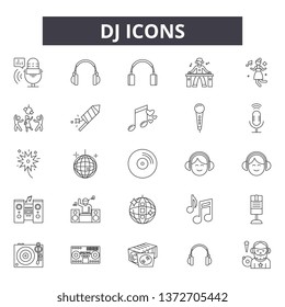 Dj line icons, signs, vector set, outline illustration concept 