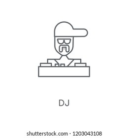 DJ linear icon. DJ concept stroke symbol design. Thin graphic elements vector illustration, outline pattern on a white background, eps 10.