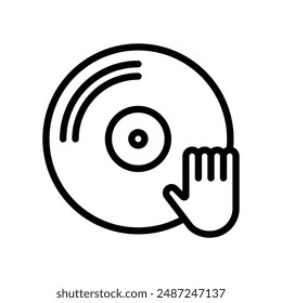 Dj linear logo mark in black and white