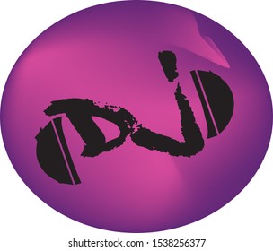 DJ logo black on purple circle