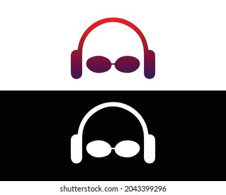 Dj Logo Design Creative vector with Headphones And Glasses Music Logotype Template.