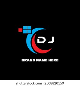 Design de logotipo DJ, DJ logotipo simples e moderno.
 Design de alfabeto de luxo DJ