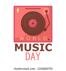 Dj logo equipment design,world dj day.Vinyl symbol.Retro style logo