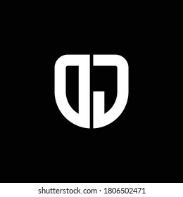 dj logo monogram with circular shape shield design template
