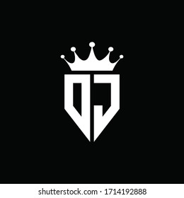 DJ logo monogram emblem style with crown shape design template