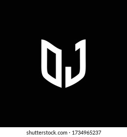 DJ logo monogram with shield shape design template