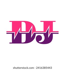 Vector de logotipo DJ de la música EDM Símbolo de carta de jockey de disco, batir icono de discoteca. aislado de fondo blanco.