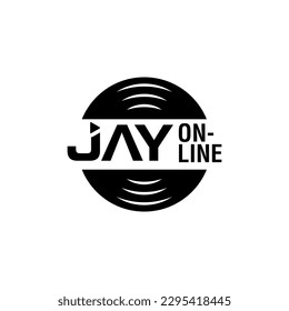 DJ logo with vinyl record.