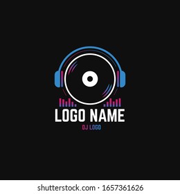 DJ logo vinyl, retro vintage musical label