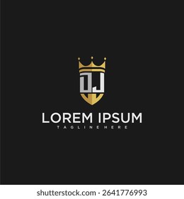 DJ luxury letter monogram for crown and shield logo design