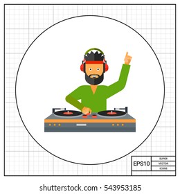 DJ Man Using Mixer Icon