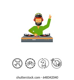 DJ Man Using Mixer Icon