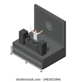 Dj mega concert icon. Isometric of dj mega concert vector icon for web design isolated on white background