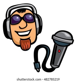 DJ and a Microphone Cartoon