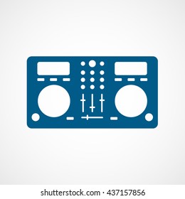 DJ Midi Controller Blue Flat Icon On White Background