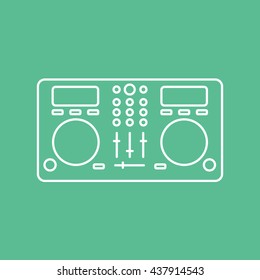 DJ Midi Controller Line Icon On Green Background