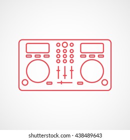 DJ Midi Controller Red Line Icon On White Background