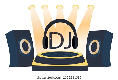 DJ mix cover with music waveform as a vinyl grooves.Vinyl record player. Vector illustration. detailed vintage turntable. Retro gramophone LP record.  Sound equipment. Concept for sound, entertainment