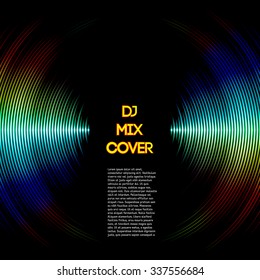 DJ Mix Cover With Music Waveform As A Vinyl Grooves