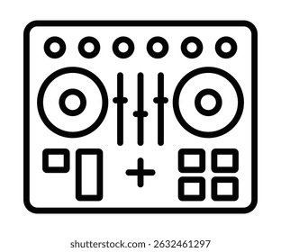 DJ mixer controller vector illustration. Editable stroke.