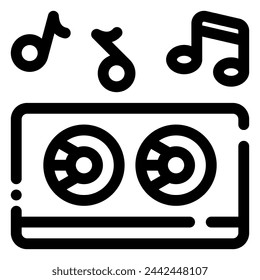 DJ-Mixer-Symbol im Strichlinienstil