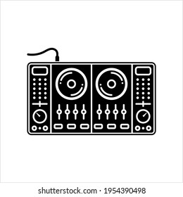 Dj Mixer Icon, Disc Jockeys Audio Mixing Console Vector Art Illustration