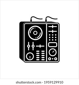 Dj Mixer Icon, Disc Jockeys Audio Mixing Console Vector Art Illustration