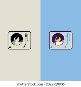 Dj Mixer Icon, Disc Jockeys Audio Mixing Console Vector. Music concept in flat retro style