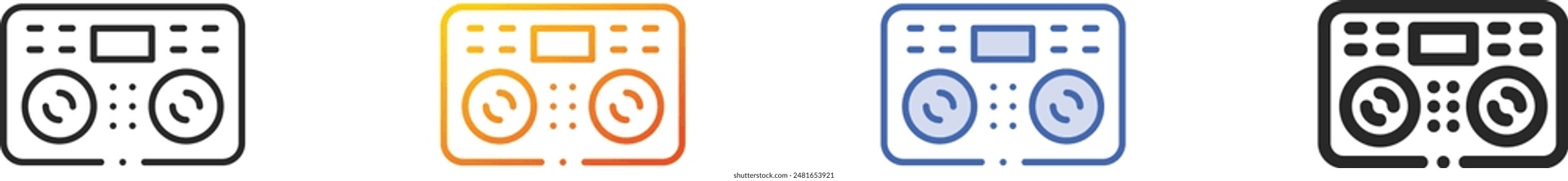 dj mixer icon.Thin Linear, Gradient, Blue Stroke and bold Style Design Isolated On White Background