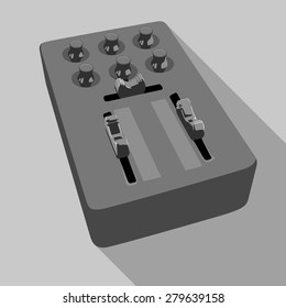 Dj mixer with long shadow. Vector illustration