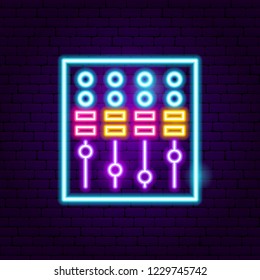 DJ Mixer Neon Sign. Vector Illustration of Music Promotion.