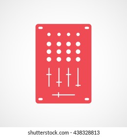 DJ Mixer Red Flat Icon On White Background