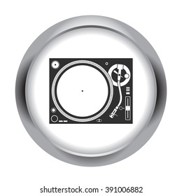 DJ mixer simple icon  on round background